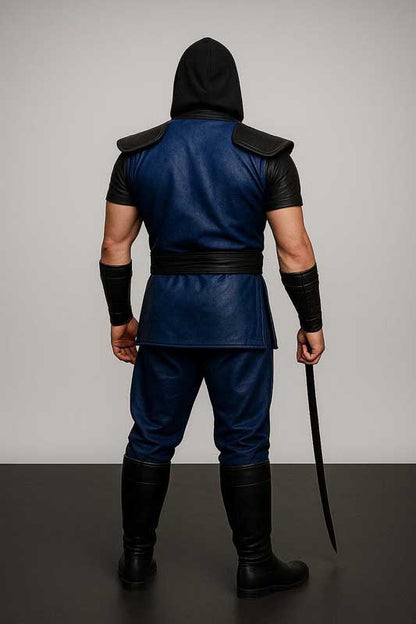 Black and Blue Leather Ninja Costume Samurai Warrior Armor Suit