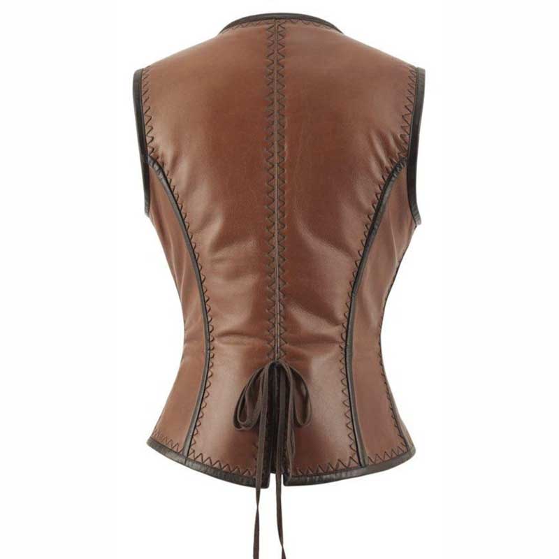 Women’s Brown Leather Corset Vest Steampunk Bodice