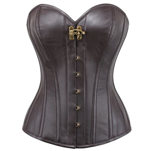 Brown Sheep Nappa Leather Steampunk Overbust Corset