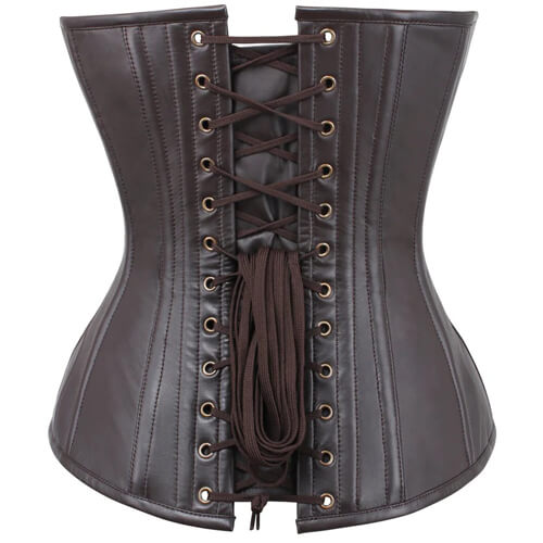 Brown Sheep Nappa Leather Steampunk Overbust Corset