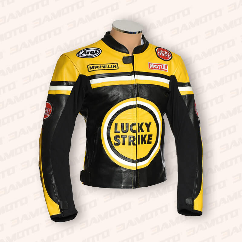 Lucky Strike Leather Jacket - Leather Riding Jacket | 3amoto