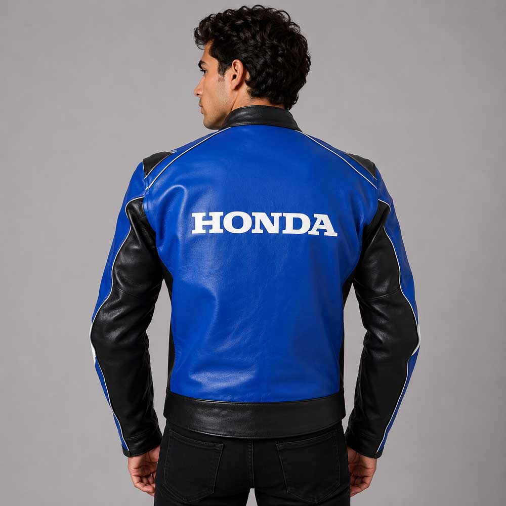 Cowhidea Honda Blue Racing Motorbike Leather Jacket