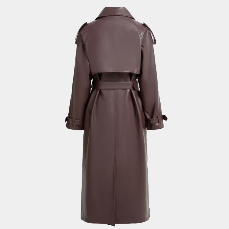 Customized Full-Length Leather Trench Coat