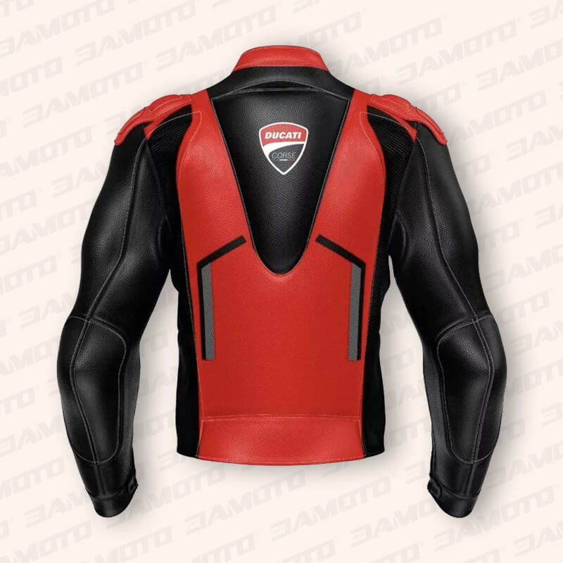 Ducati Armored Sports Leather Motorcycle Jacket - 3amoto