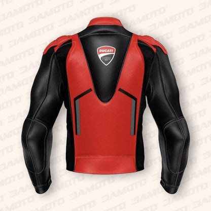 Ducati Armored Sports Leather Motorcycle Jacket - 3amoto