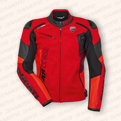 Ducati Corse C6 Red Racing Leather Jacket - 3amoto