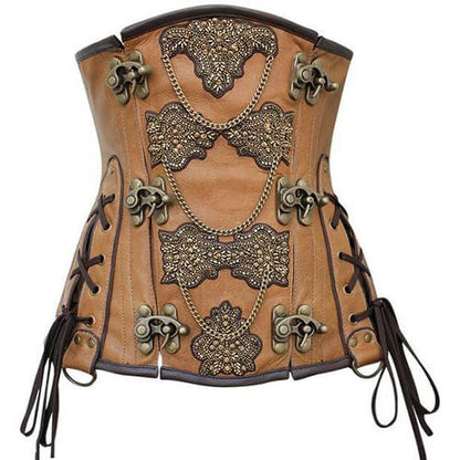 Embroidered Crunch Leather Underbust Corset