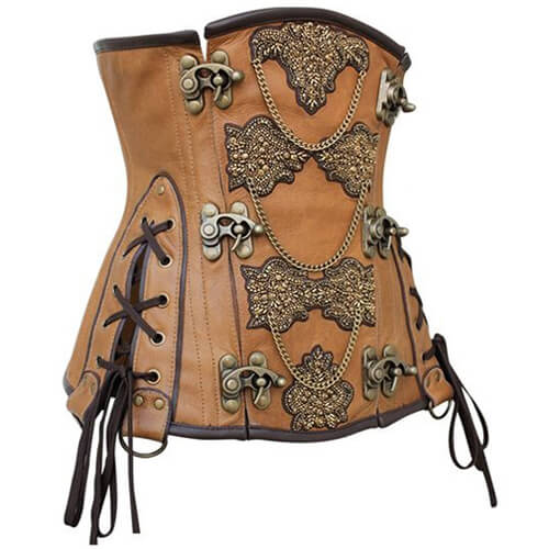 Embroidered Crunch Leather Underbust Corset