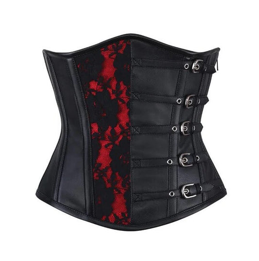 Genuine Leather Gothic Underbust Corset - 3amoto shop