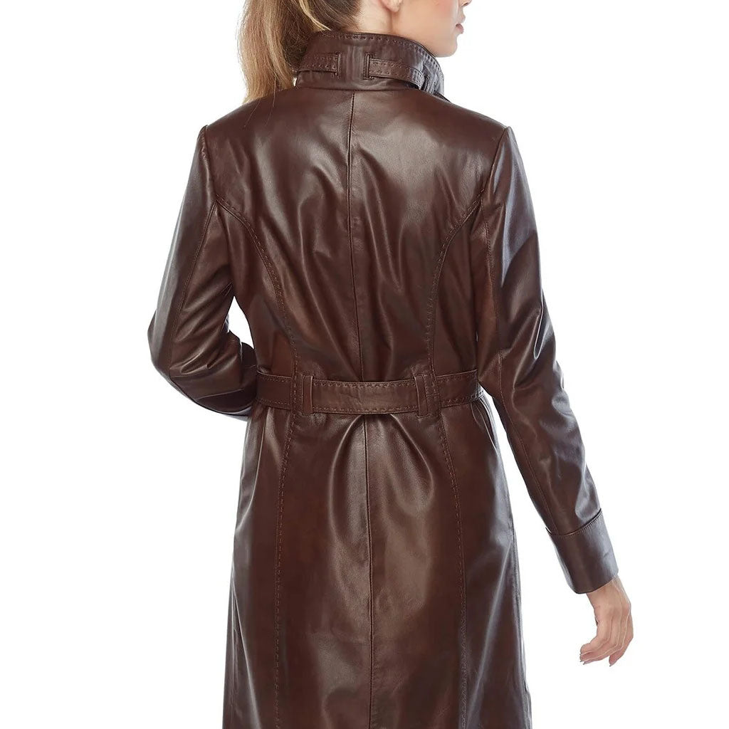 Halloween Long Buttoned Women’s Leather Coat