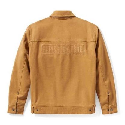Back view of the men's Heritage Mechanics Jacket showing its shaped yoke design.