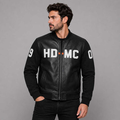 Harley Davidson Hd Mc Mixed Media Bomber Jacket