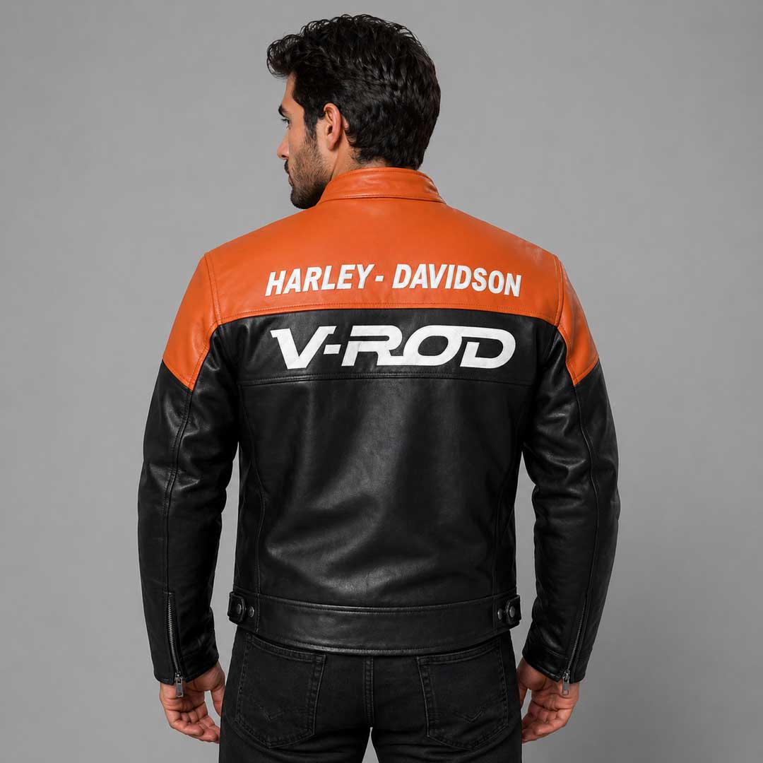 Harley Davidson V-rod Motorcycle Racing Leather Jacket