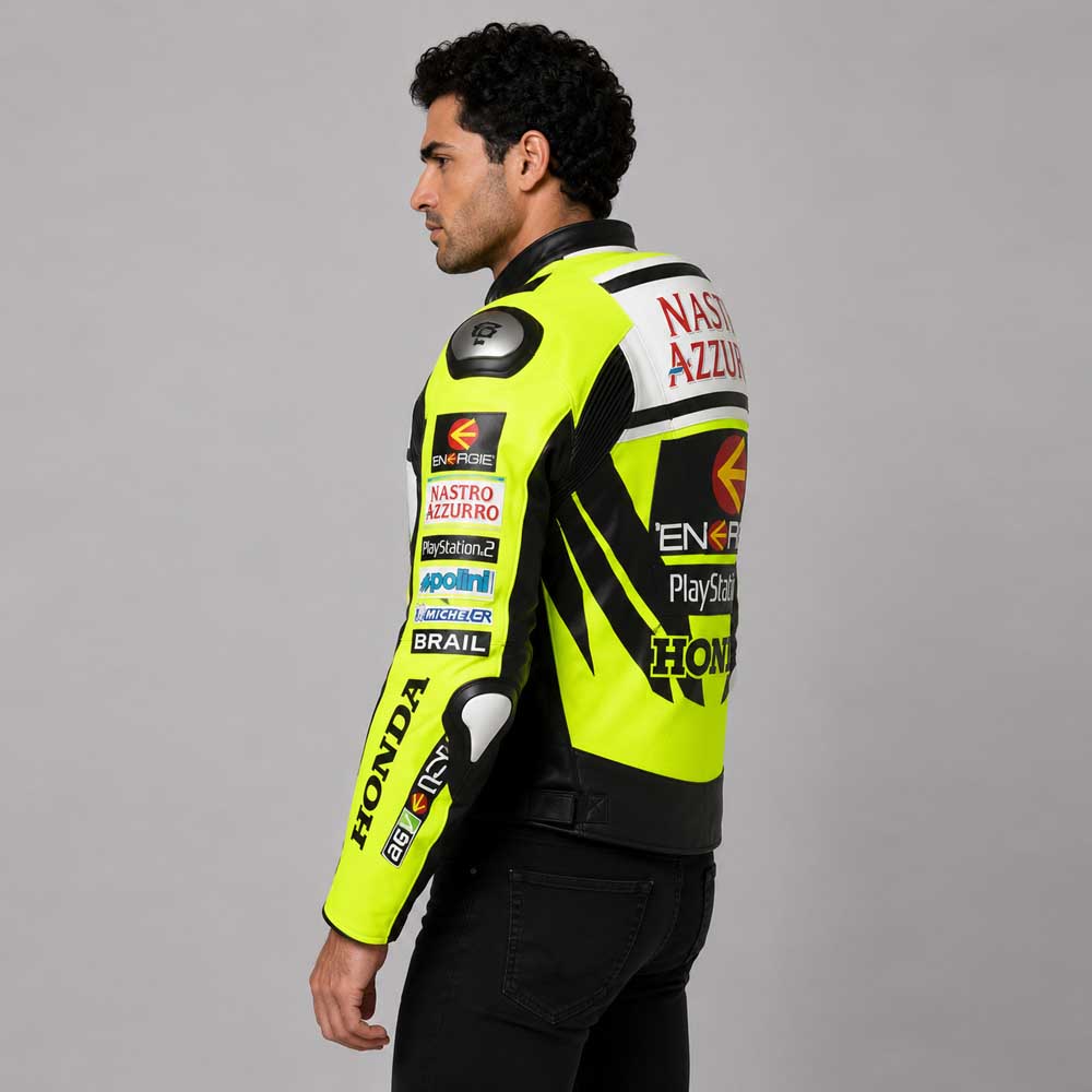 Mens Green Honda Nastro Motorcycle Racing Leather Jacket