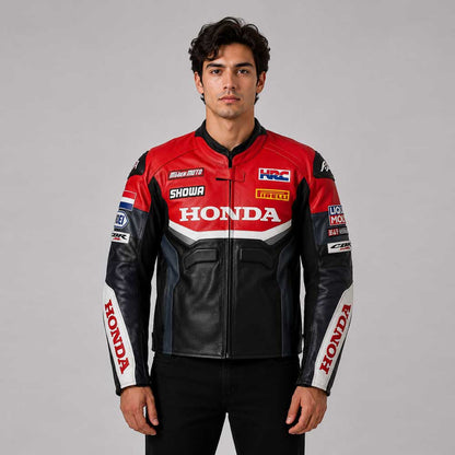 Honda Racing Cowhide Leather Motorcycle Jacket