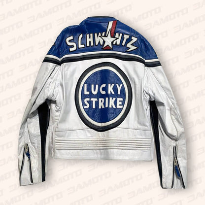 Lucky Strike Casual Blue Moto Leather Jacket - 3amoto