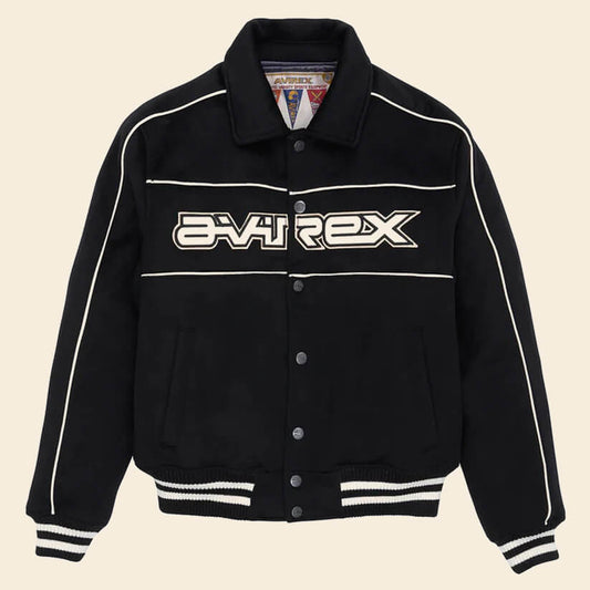 Men Black Woolrider Avirex Leather Letterman Jacket for Stylish Winter Fashion - Fashion Leather Jackets USA - 3AMOTO