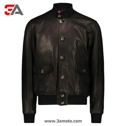 Men Vintage Black A1 Flight Lambskin Leather Bomber Jacket