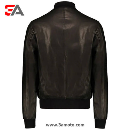 Men Vintage Black A1 Flight Lambskin Leather Bomber Jacket