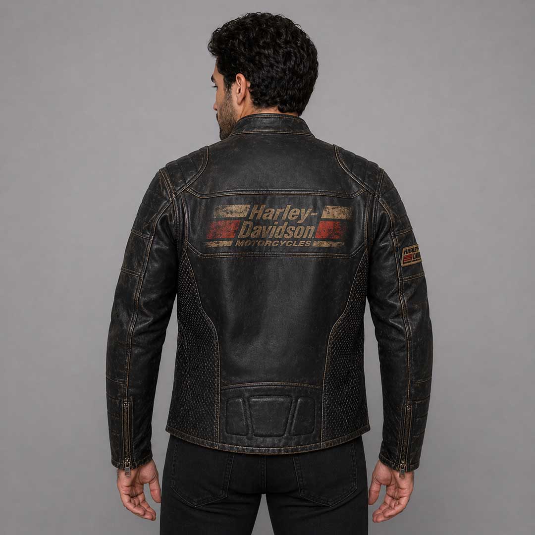 ジャケット・アウター Harley-DavidsonMileage Club / Distressed Harley-Davidson Victory Lane Distressed Leather Jacket for Men