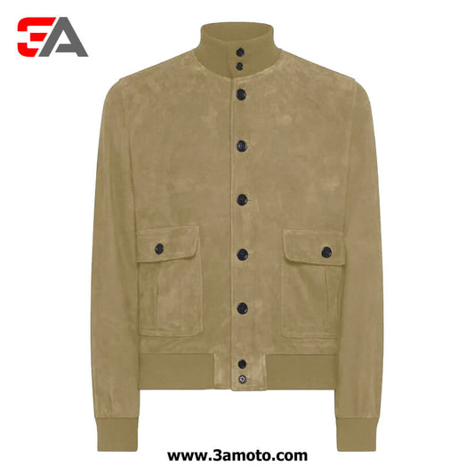 Mens A1 Bomber Jacket in Suede - Fashion Leather Jackets USA - 3AMOTO