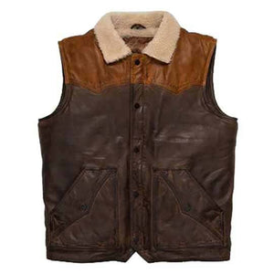 Brown Shearling Fur Sheepskin Leather Vest