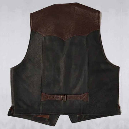 Mens Multi Color Brown Buffalo Leather Vest - Biker Vest