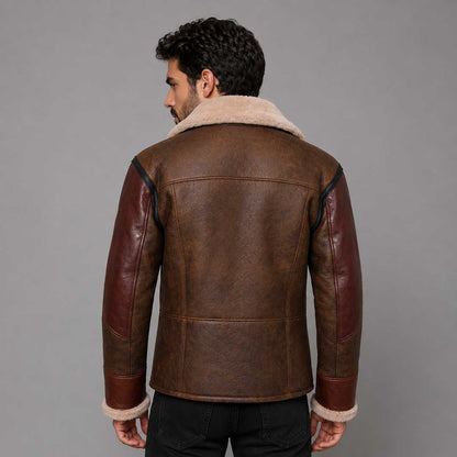 Mens Aviator Raf B3 Leather Bomber Flying Jacket