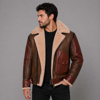Mens Aviator Raf B3 Leather Bomber Flying Jacket