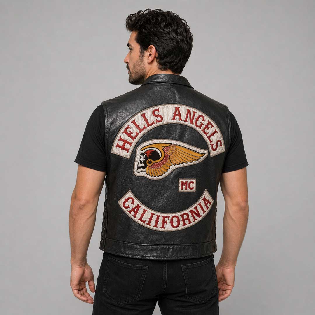 Mens Hells Angels California Leather Vest