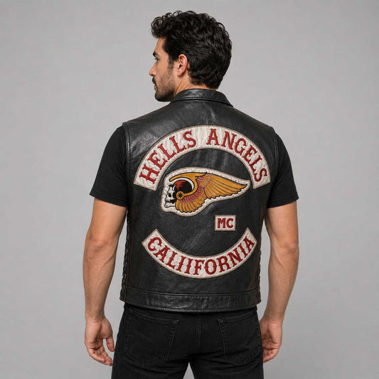 Mens Hells Angels California Leather Vest - 3amoto shop