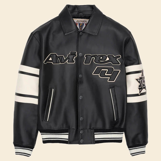 Black White Letterman Jacket - Fashion Leather Jackets USA - 3AMOTO