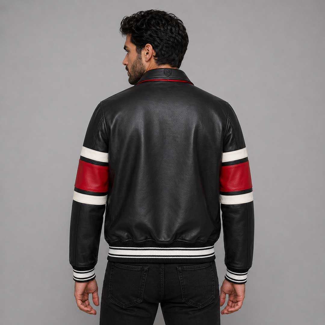 New Black Letterman The Legend Avirex Leather Jacket