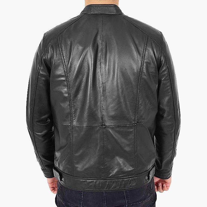 Nobel Flex Casual Black Leather Jacket