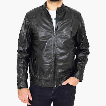 Nobel Flex Casual Black Leather Jacket