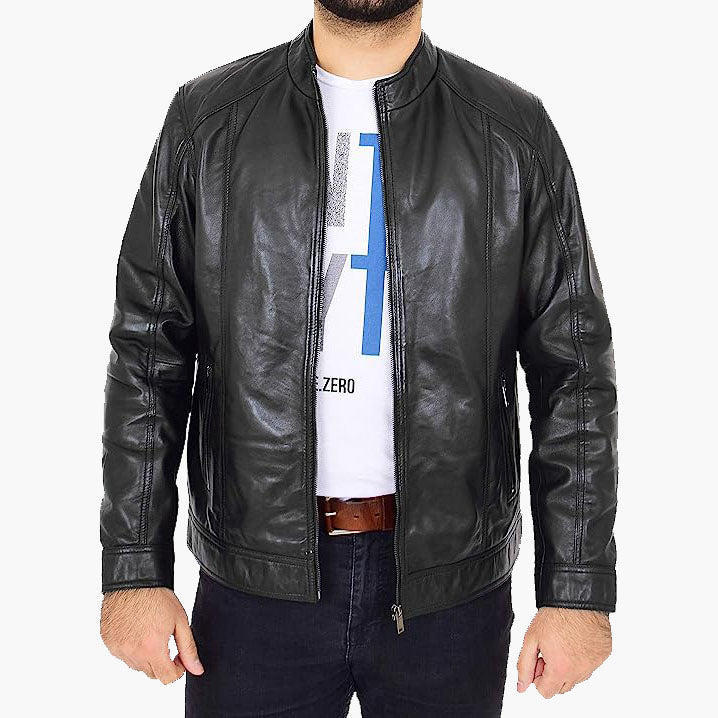 Nobel Flex Casual Black Leather Jacket