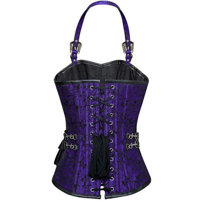 Purple Corset with Strap and Faux Leather Pouch