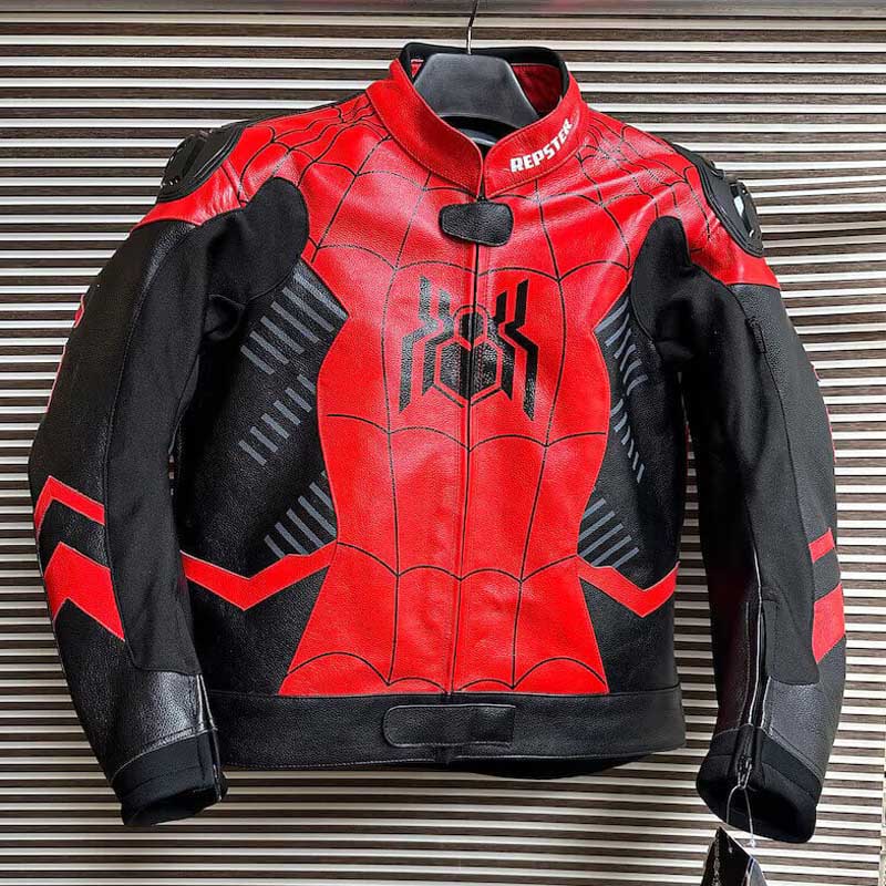 Spider-Man racing motorcycle cowhide leather jacket by 3AMOTO