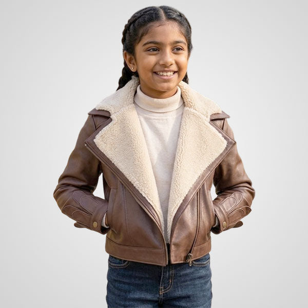 Squirrel Girl leather jacket for women in brown cropped style
