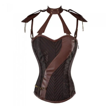 Steampunk Corset With Faux Leather Cage Straps