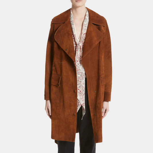 Suede Leather Trench Coat for Women - 3amoto shop