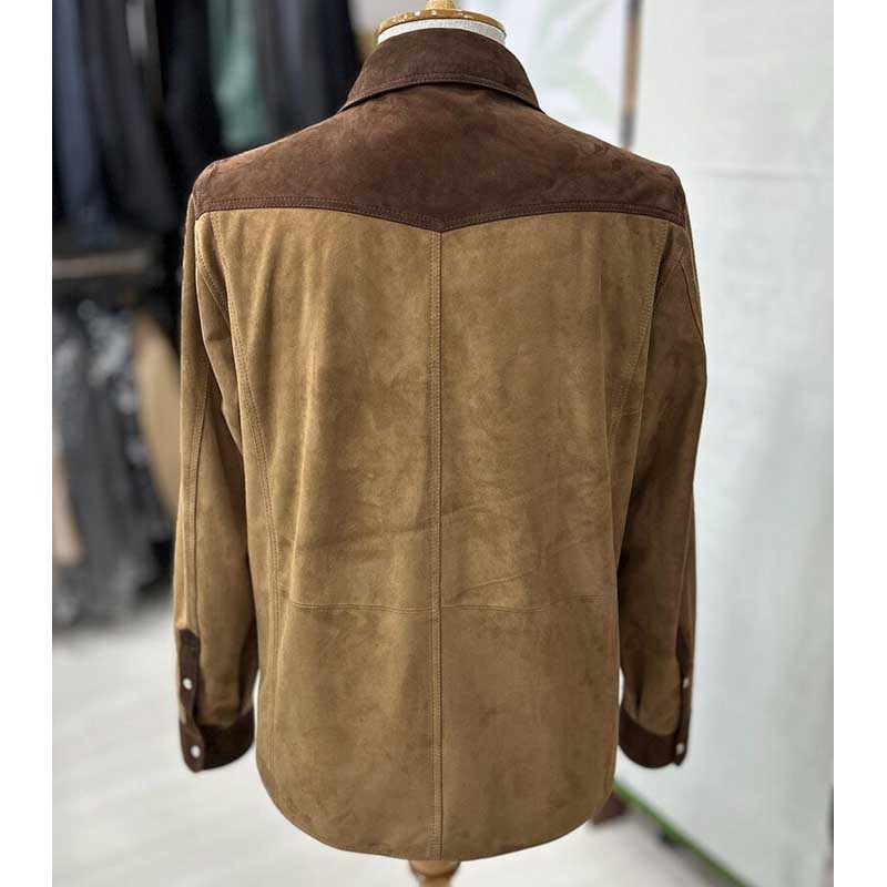 The Ranch Hand Two Tone Brown Suede Field Jacket for Men back design