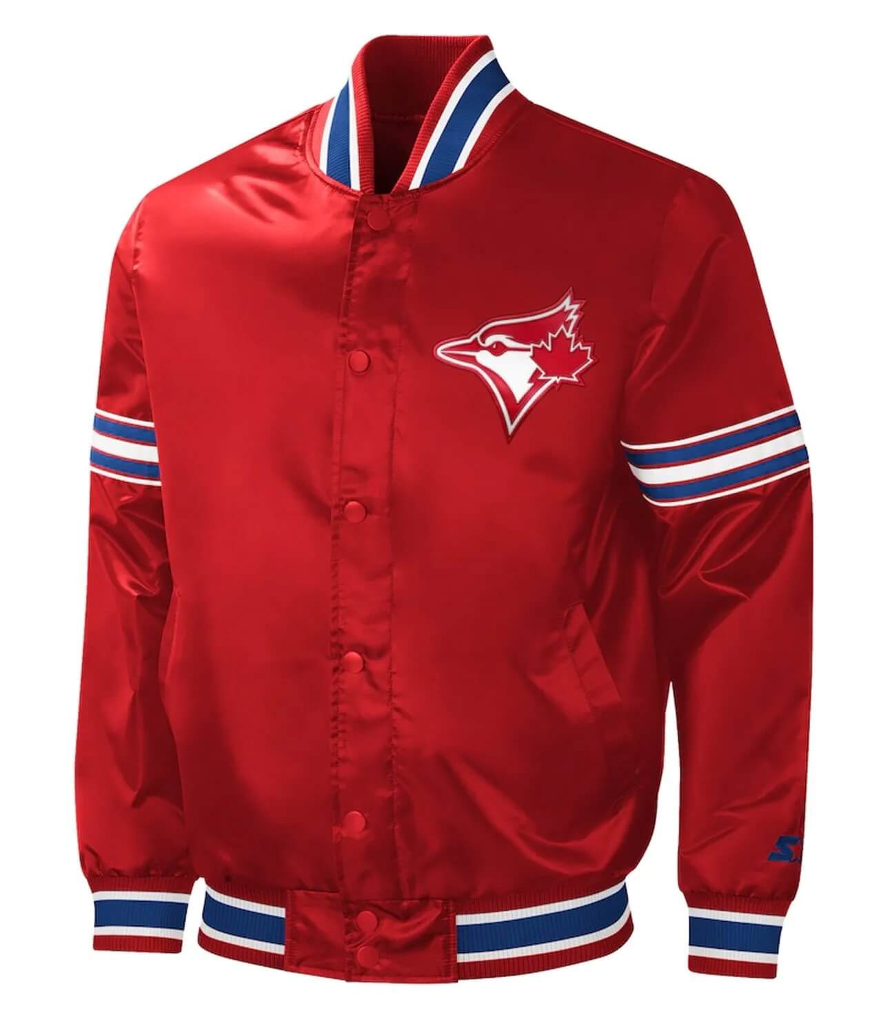 Toronto Blue Jays Red Satin Varsity Jacket