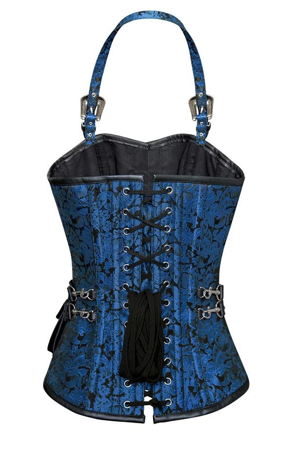 Turquoise Corset with Strap and Faux Leather Pouch