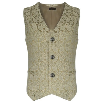 Victorian Steampunk Waistcoat Men in Cream Tweed