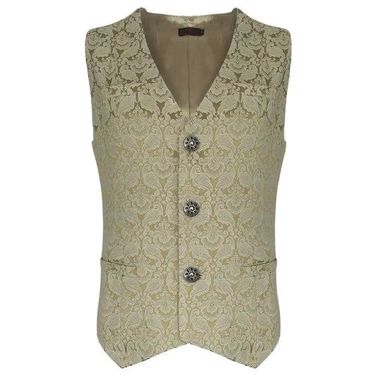 Victorian Steampunk Waistcoat Men in Cream Tweed - 3amoto shop