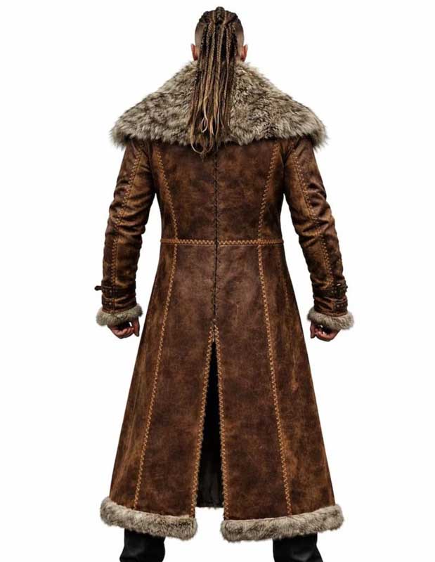 Viking Suede Fur Trim Tunic Coat for Men