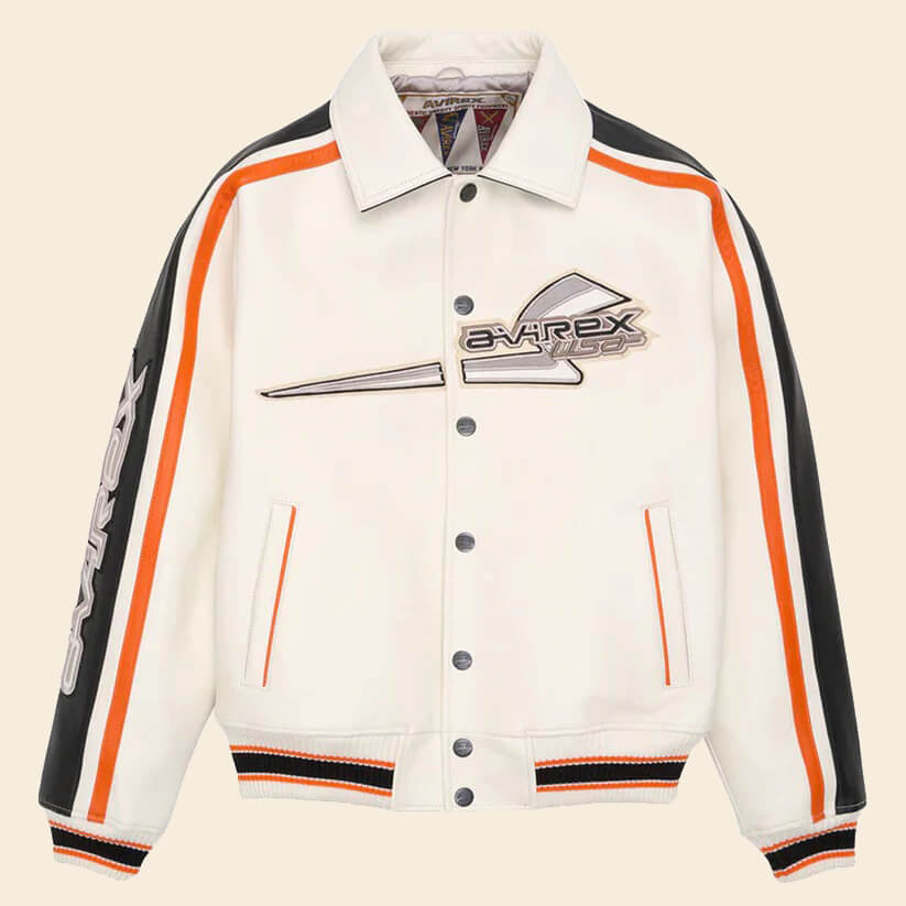 White City Racer Bomber Avirex Leather Jacket for Modern Men's Fashion