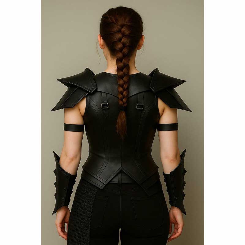 Women Black Leather Armor Gothic Cosplay Set