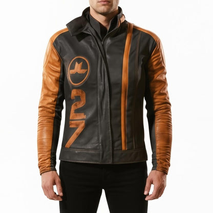 Arc Raiders Ryder orange and black leather jacket